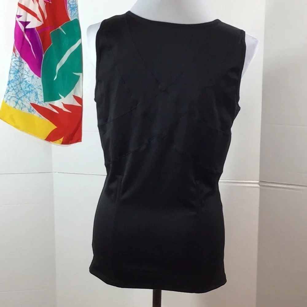 Black zip front shapewear tank XL 40% spandex